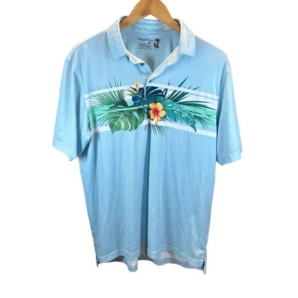 Straight Down Medium (M) Polo Floral Hawaiian Muana Lani